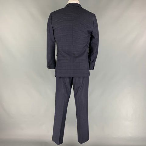 PAUL SMITH Talla 40 Traje regular de solapa de muesca de lana a cuadros azul marino y negro