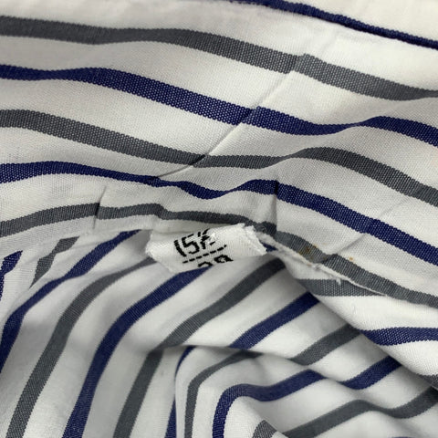 KITON Size M White Grey Blue Stripe Cotton Long Sleeve Shirt