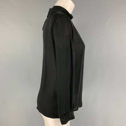 JOIE Size XS Black Silk High Collar Blouse