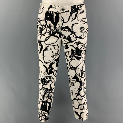 COMME des GARCONS HOMME PLUS Size L Black White Jacquard Cotton Blend Suit