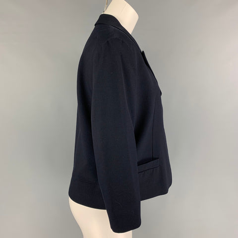 DRIES VAN NOTEN Taille 8 Veste à revers en laine mélangée marine