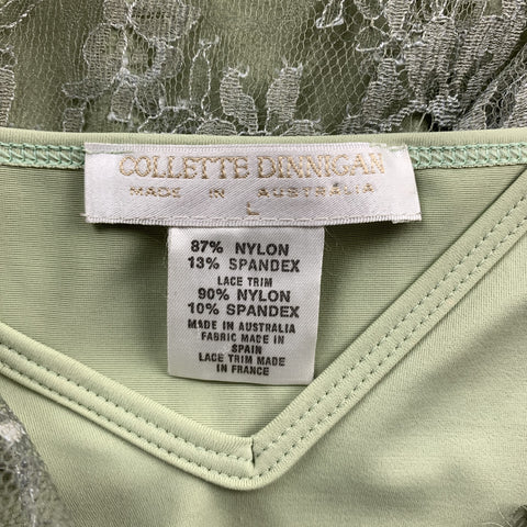 COLLETTE DINNIGAN Size L Green Lace Nylon / Spandex Cocktail Dress