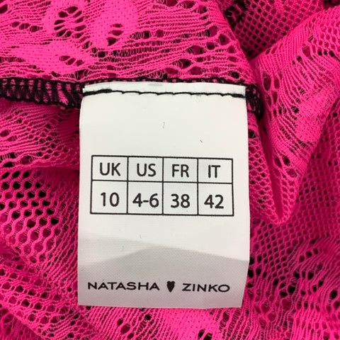 NATSHA ZINKO Size 6 Pink Black Polyamide Lace Body Suit Dress Top