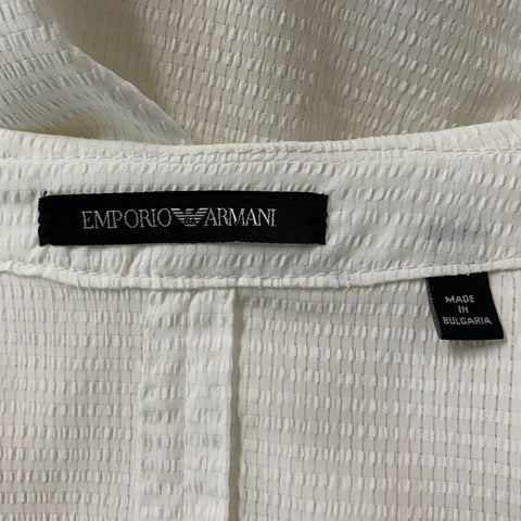 EMPORIO ARMANI Size 40 White Textured Polyester Double Breasted Sport Coat