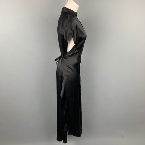 R13 Size XS Black Satin Silk Dropped Sleeves Shirt Dress