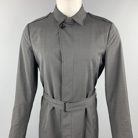 EMPORIO ARMANI XXL Black Virgin Wool Epaulettes Trenchcoat