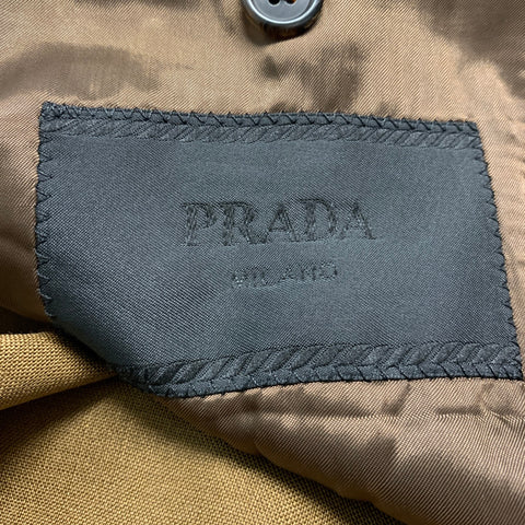 PRADA Chest Size 40 Brown Solid Mohair Wool Notch Lapel 30 29 Suit