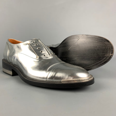 BARBARA BUI Size 7 Silver Leather Metallic Patent Leather Shoes