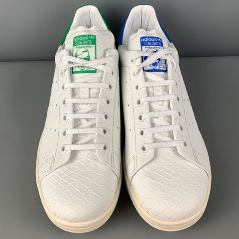 ADIDAS x STAN SMITH Size 10.5 White Embossed Leather Low Top Sneakers