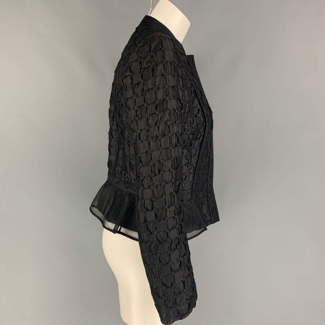 GIORGIO ARMANI Size 8 Black Silk Textured Jacket