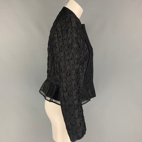 GIORGIO ARMANI Talla 8 Chaqueta texturizada de seda negra