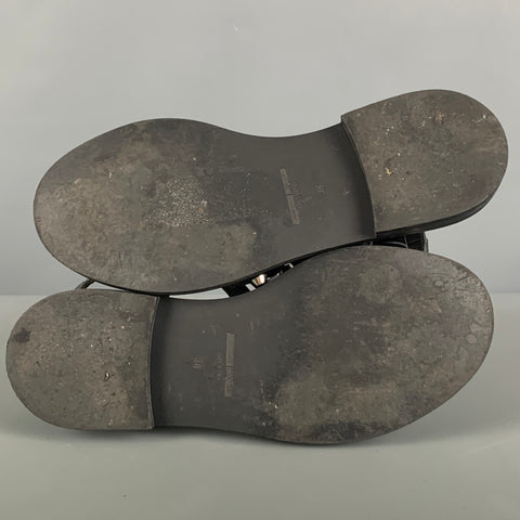 MCQ by ALEXANDER MCQUEEN Size 8 Black Leather Studded Flat Sandals