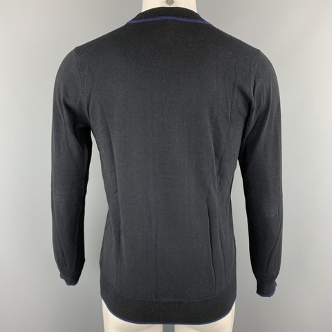 PS by PAUL SMITH Size S Navy Cotton Contrast Trim  Buttoned Cardigan Sweater