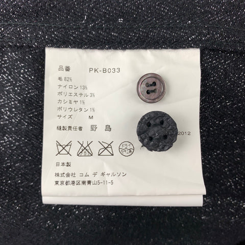 COMME des GARCONS HOMME PLUS Size M Black & Silver Metallic Wool Blend Rubber Buttons Long Sleeve Shirt