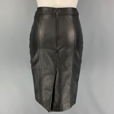SAINT LAURENT Falda lápiz de piel de cordero negra talla 2