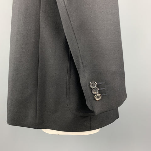 PRADA Size 46 Black Virgin Wool Notch Lapel Patch Pockets Coat