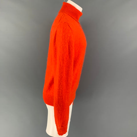 PACO RABANNE Size M Orange Mohair Blend Turtleneck Sweater