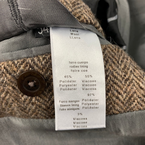 ARMAND BASI Size 44 Brown & Beige Herringbone Polyester Blend Sport Coat