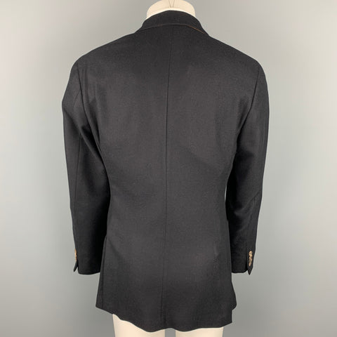 LORO PIANA Size 38 Black Cashmere Notch Lapel Sport Coat