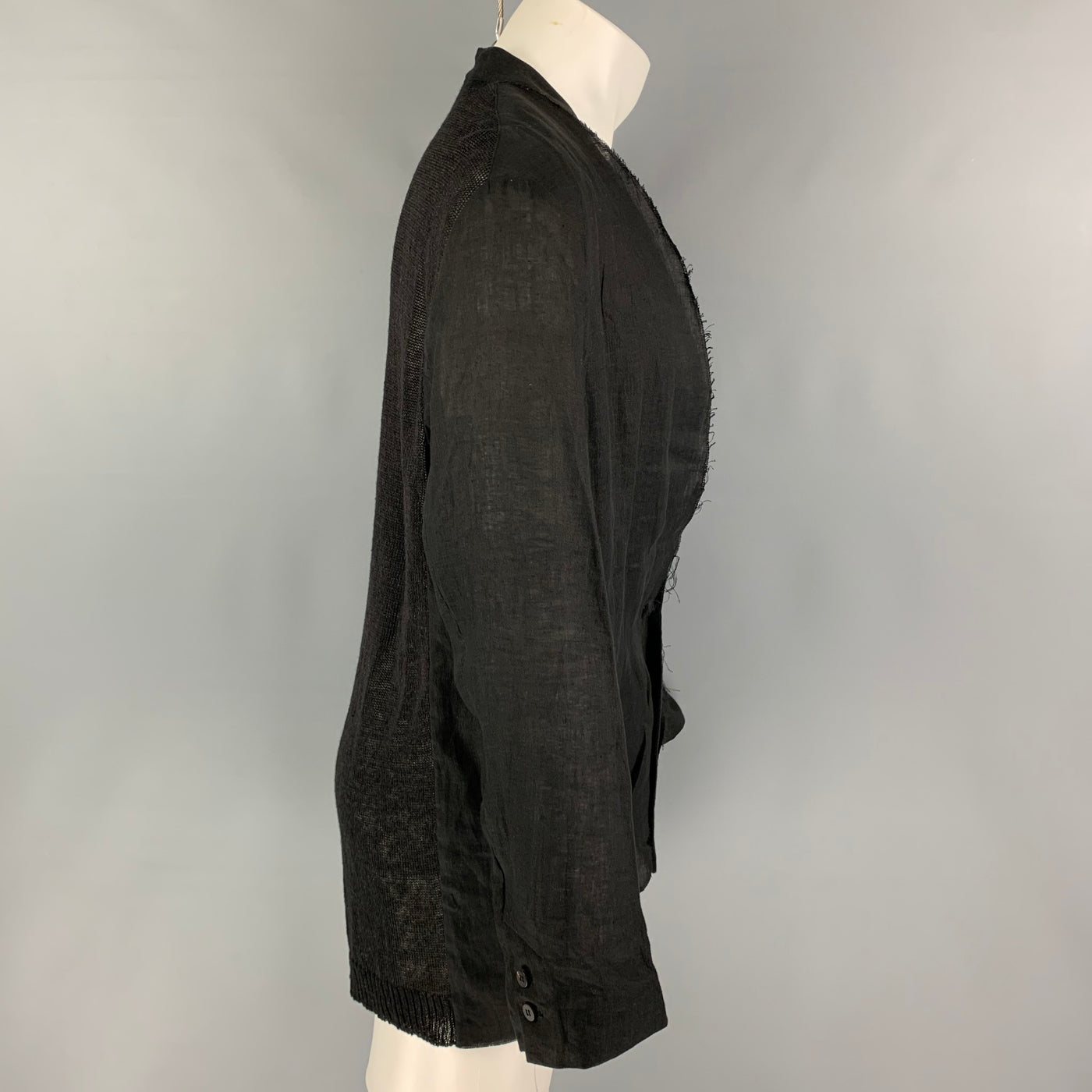 ISABEL BENENATO SS 17 Size 40 Black Mixed Fabrics Flax Jacket