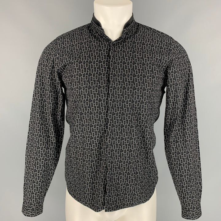 THE KOOPLES Size XS Black & White Geometric Cotton Button Down Long Sleeve Shirt