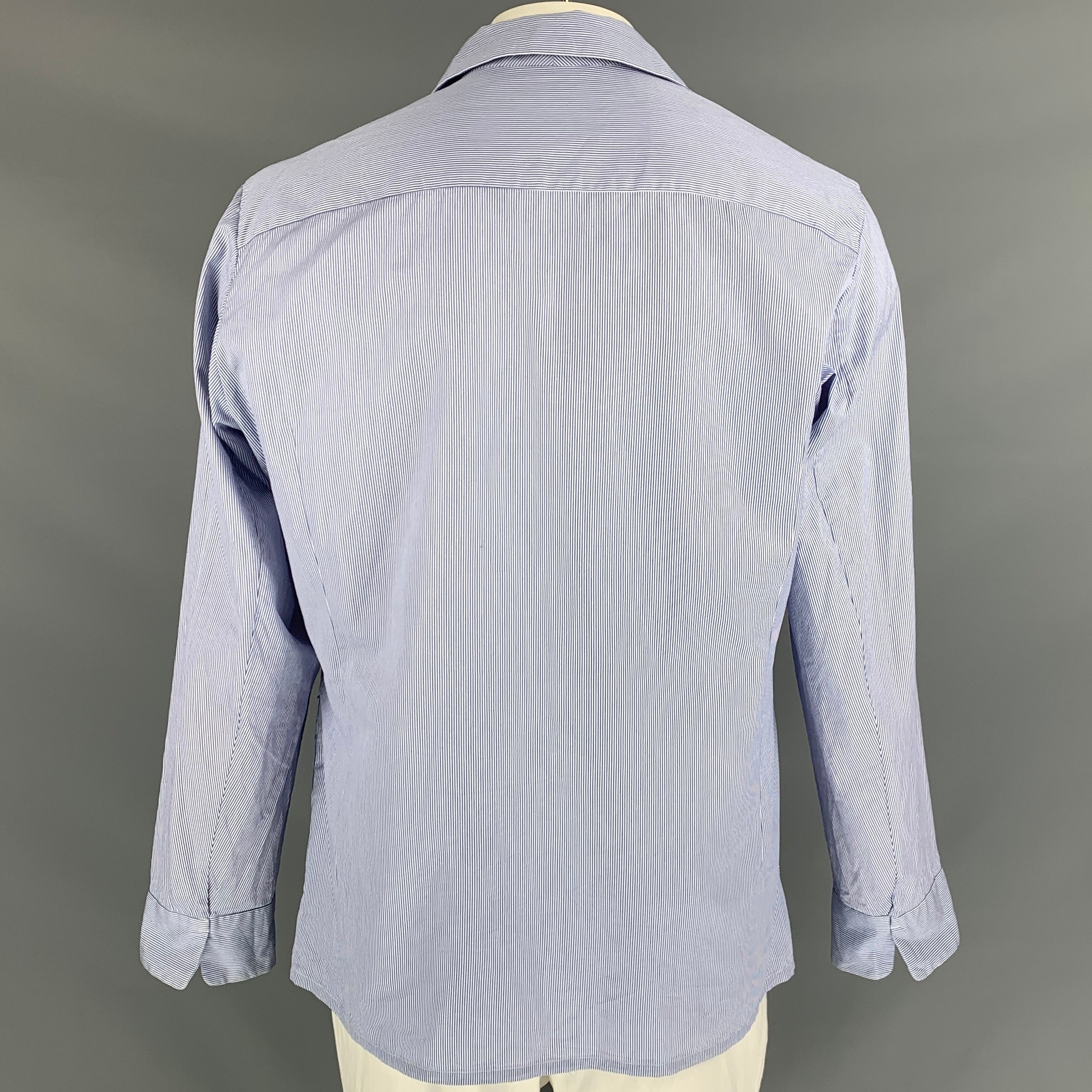 45rpm Size XL Blue & White Pinstripe Cotton Notch Lapel Jacket