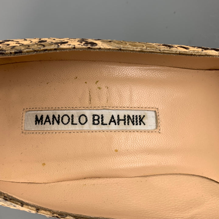 MANOLO BLAHNIK Zapatos de salón de piel de pitón natural talla 8