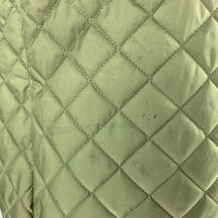 BROOKS BROTHERS Size XL Green Quilted Polyester Zip Up Vest