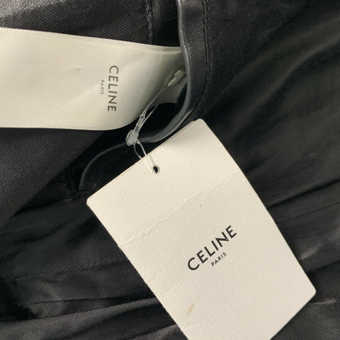 CELINE Size 8 Black Calf Motorcycle Jacket
