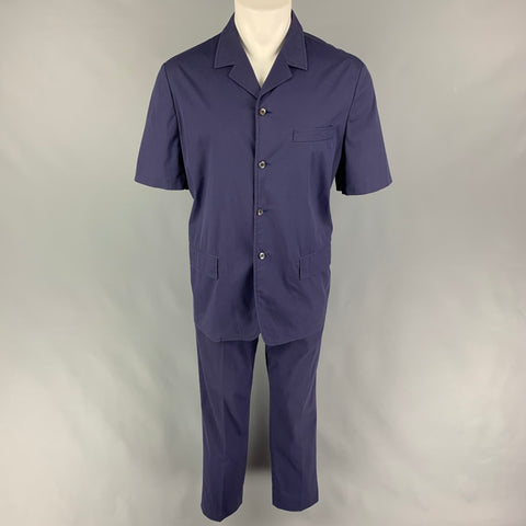 Vintage PRADA Size S Navy Cotton Spandex Buttoned 2 Piece Set
