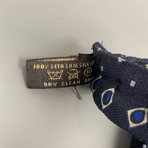 ERMENEGILDO ZEGNA Navy Diamond Silk Bow Tie