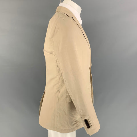 SALVATORE FERRAGAMO Size 36 Khaki Cotton / Linen Sport Coat