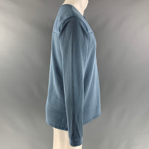 NONNATIVE Size M Light Blue Waffle Knit Polyester Henley Pullover