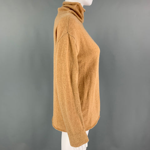 PIAZZA SEMPIONE Size L Camel Knitted Mock Neck Sweater