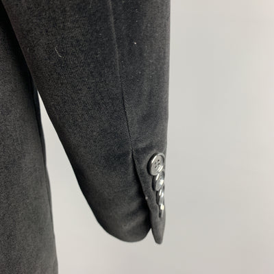 ETRO Size 40 Regular Black Cotton Velvet 34 x 36 Peak Lapel Tuxedo
