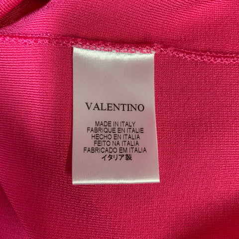 VALENTINO Size L Pink Viscose Blend Ruched Sleeveless Dress
