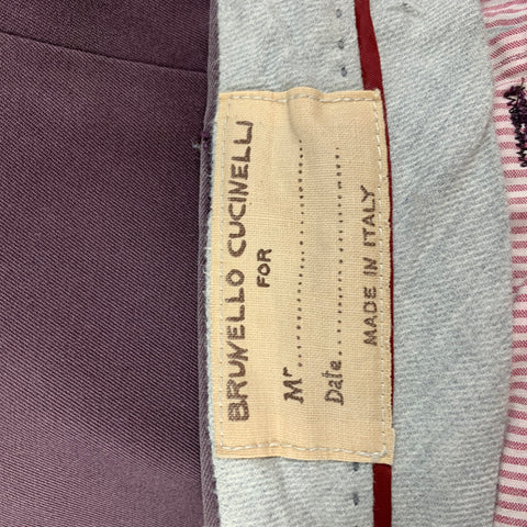 BRUNELLO CUCINELLI Size 30 Eggplant Cotton Zip Fly Casual Pants
