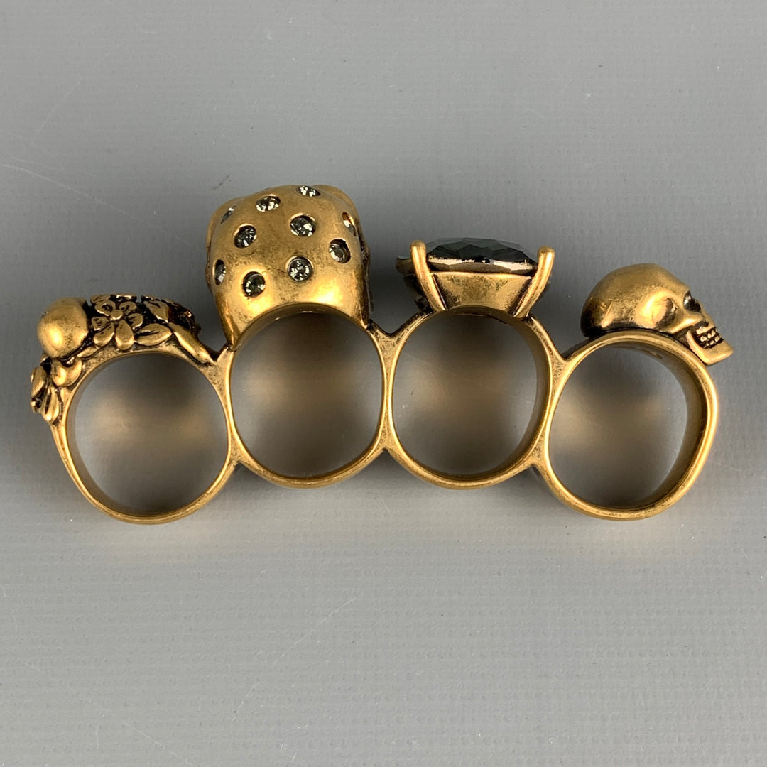 ALEXANDER MCQUEEN Gold Tone Four Finger Knuckle Duster Ring