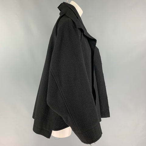 YOHJI YAMAMOTO Size L Black Wool High Collar Coat
