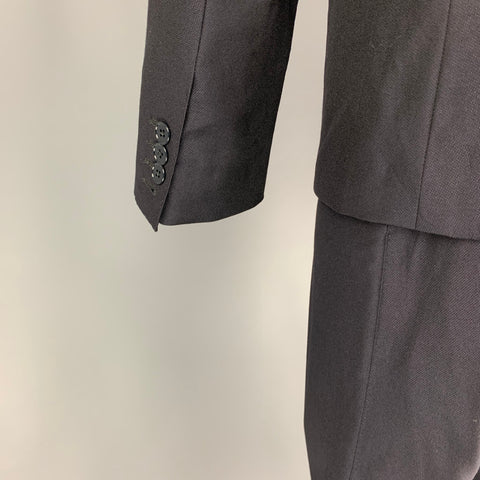 DOLCE & GABBANA Size 38 Navy Wool Silk Peak Lapel 3 Piece Suit