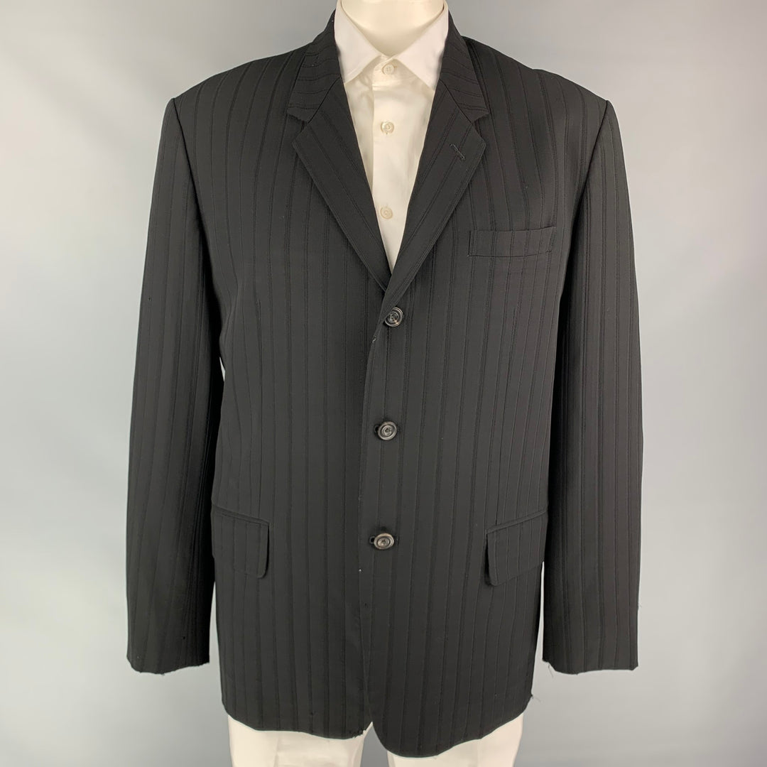 YOHJI YAMAMOTO Size M Black Stripe Wool Oversized Coat