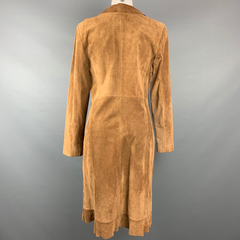 CHRISTIANE CELLE Size S Tan Suede Ruffled Coat