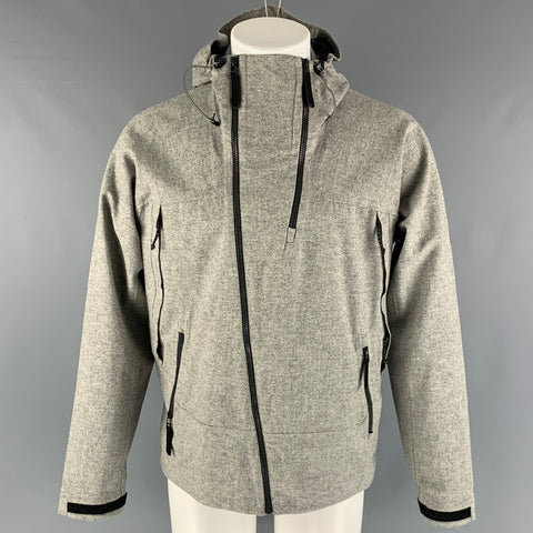 ISAORA Size S Grey Nailhead Hooded Jacket