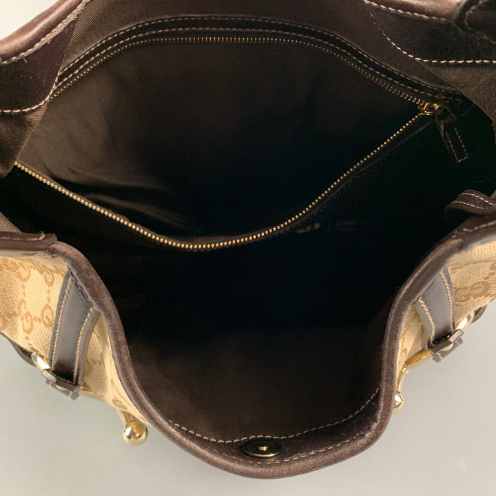 GUCCI Sac à main Hobo 85e anniversaire en toile monogramme beige et marron