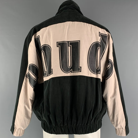 RHUDE Size S Black Beige Color Block Cotton Cupro Jacket