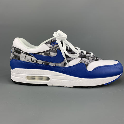 Zapatillas de deporte con cordones de cuero blanco y azul con estampado NIKE talla 11.5