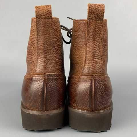 BARNEY'S NEW YORK Size 8 Brown Antique Leather Lace Up Boots