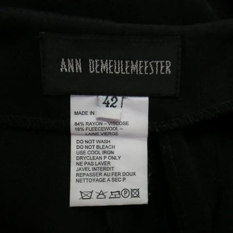 ANN DEMEULEMEESTER Size 8 Black Viscose/Wool Hook Eye Slit Dress Pants ANN DEMEULEMEESTER