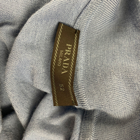 PRADA Size L Blue Knitted Wool Buttoned Polo