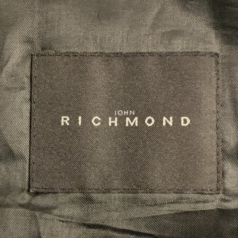 JOHN RICHMOND Size L Black SEX LIES RELIGION Tattoo Silk Blend Zip Up Jacket